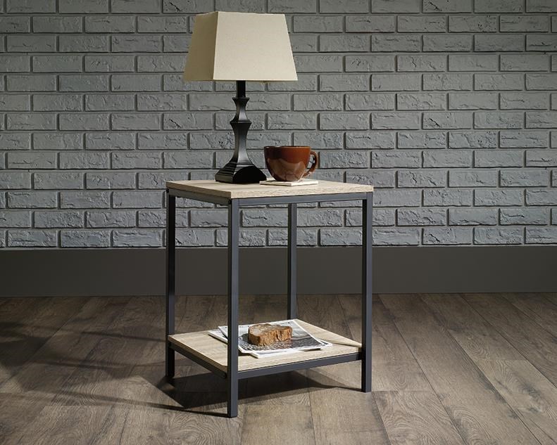 Sauder North Avenue 203320279 Metal Side Table with RusticLook Top and